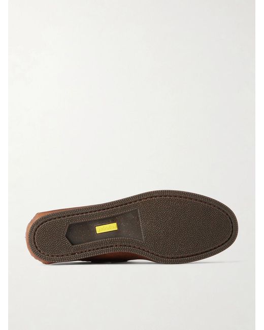 Yuketen Brown Italian Blucher Leather Boat Shoes for men