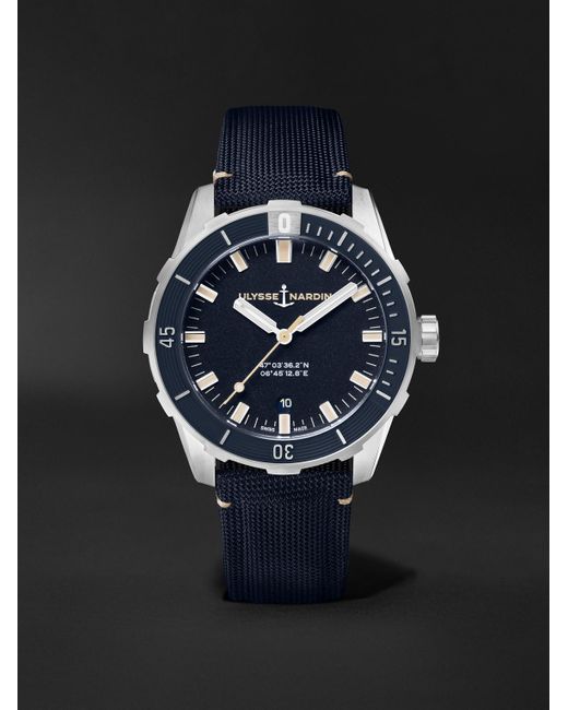 Ulysse Nardin Diver 42 mm Uhr aus Edelstahl mit automatischem Aufzug und Canvas-Armband in Blue für Herren