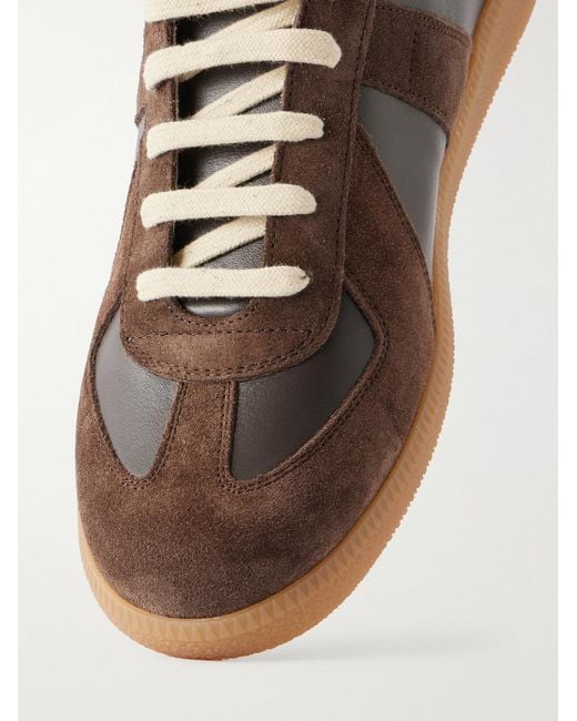 Maison Margiela Brown Replica Leather And Suede Sneakers for men