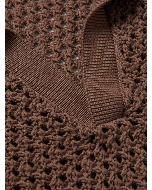 Polo in cotone crochet di Sunspel in Brown da Uomo