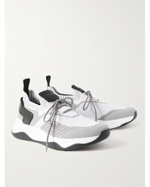 Sneakers in maglia stretch con finiture in pelle Venezia di Berluti in White da Uomo