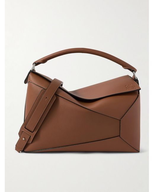 Loewe Brown Puzzle Edge Large Logo-Debossed Full-Grain Leather Messenger Bag for men