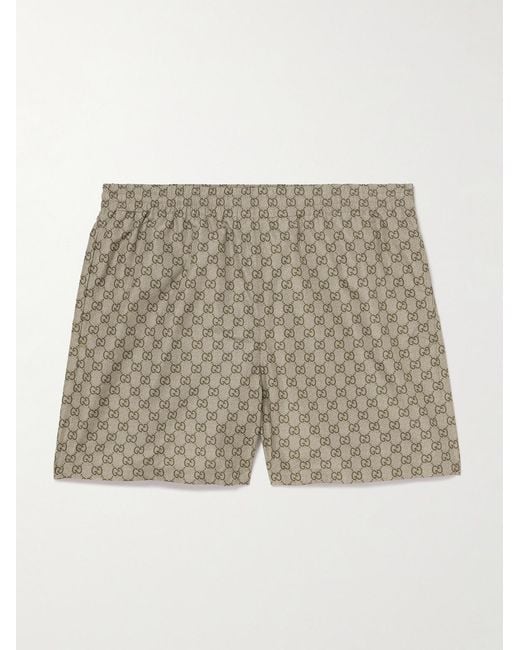 Gucci Natural Straight-Leg Mid-Length Logo-Print Shell Swim Shorts for men