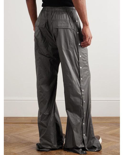 Rick Owens Gray Pusher Wide-Leg Nylon-Canvas Drawstring Trousers for men