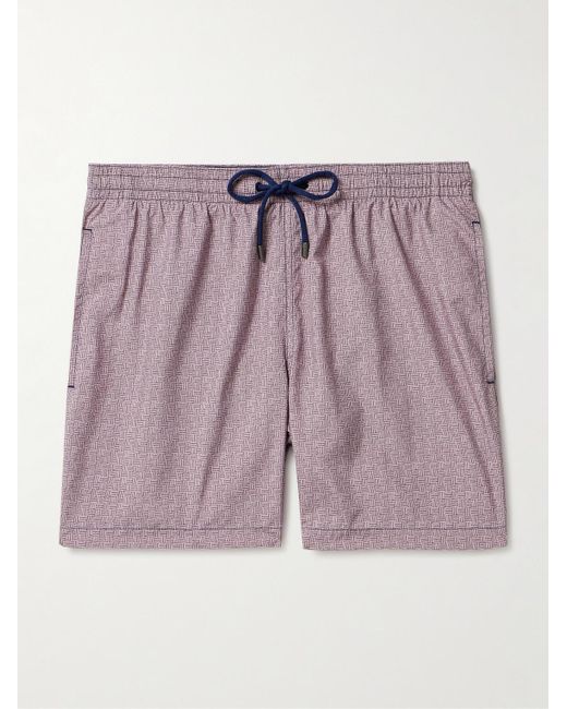 Shorts da mare medi a gamba dritta in shell stampato di Canali in Purple da Uomo