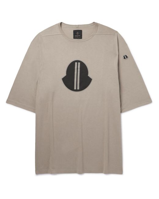 Rick Owens Gray Moncler Logo-print Cotton-jersey T-shirt for men