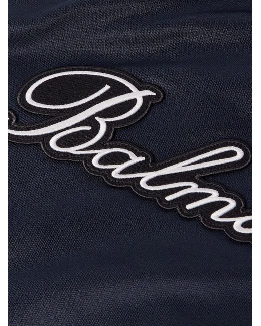 Balmain Blue Logo-appliquéd Striped Satin-jersey Track Jacket for men