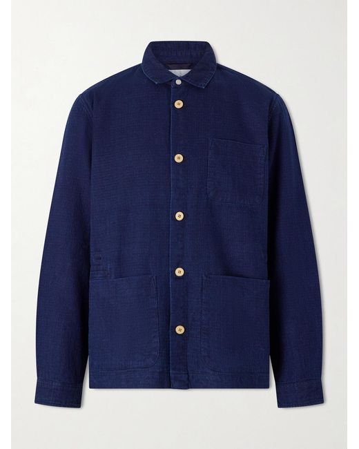 Folk Blue Assembly Checked Cotton Jacket for men