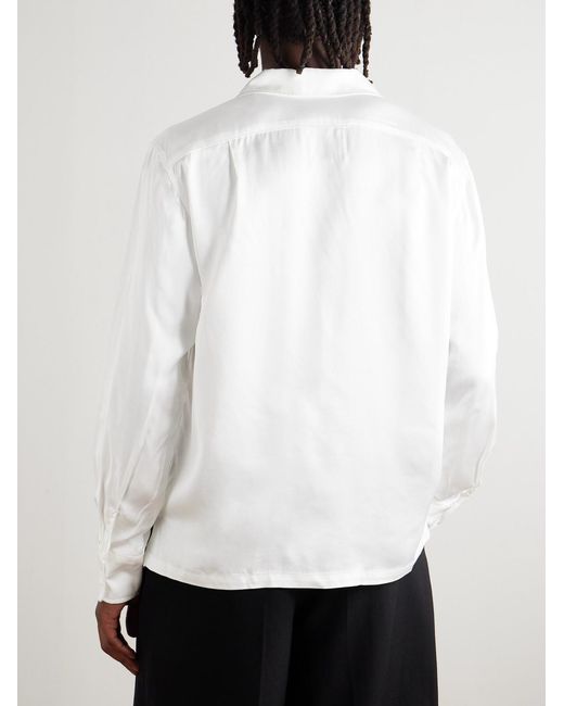 GALLERY DEPT. White Omar Camp-Collar Logo-Embroidered Cotton-Satin Shirt for men