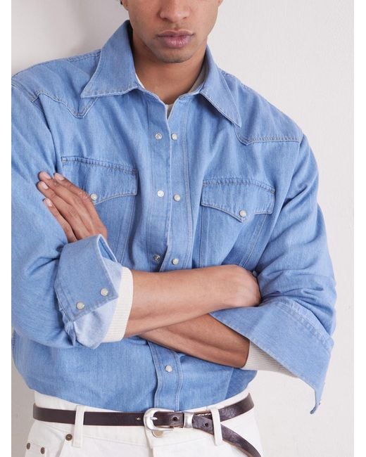 NN07 Blue Ricky 50015 Denim Western Shirt for men