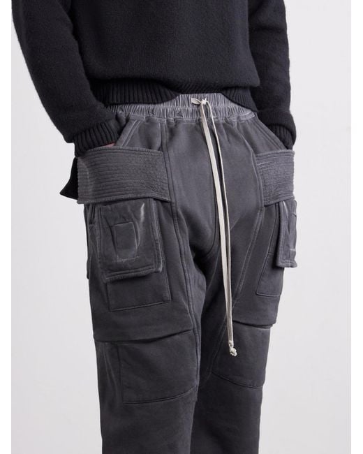 Rick Owens Gray Creatch Straight-Leg Cotton-Blend Jersey Cargo Sweatpants for men