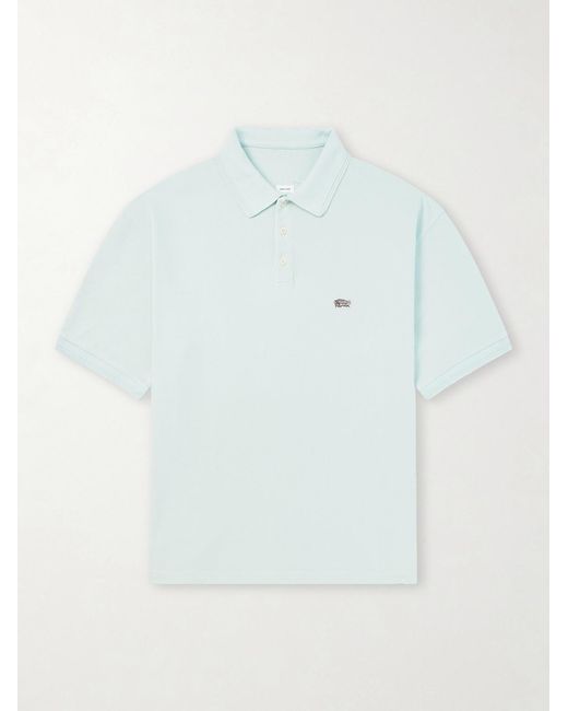 Visvim Blue Mondo Logo-embroidered Cotton-piqué Polo Shirt for men