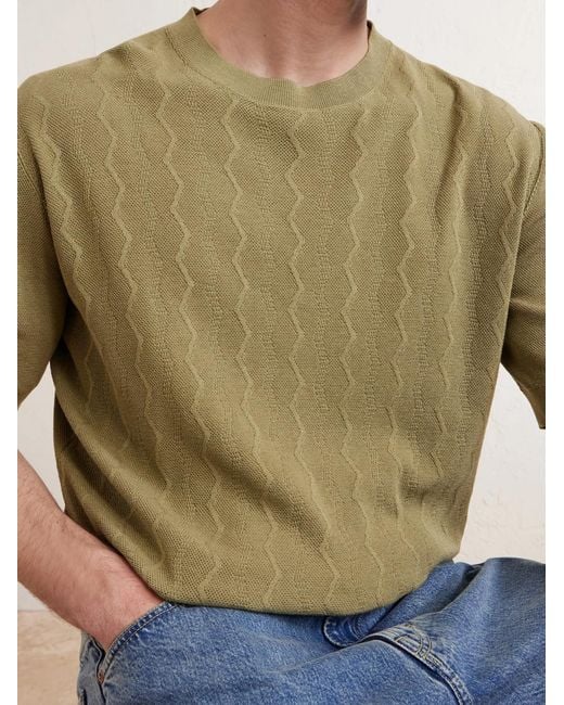 Piacenza 1733 Green Knitted Silk And Cotton-blend T-shirt for men