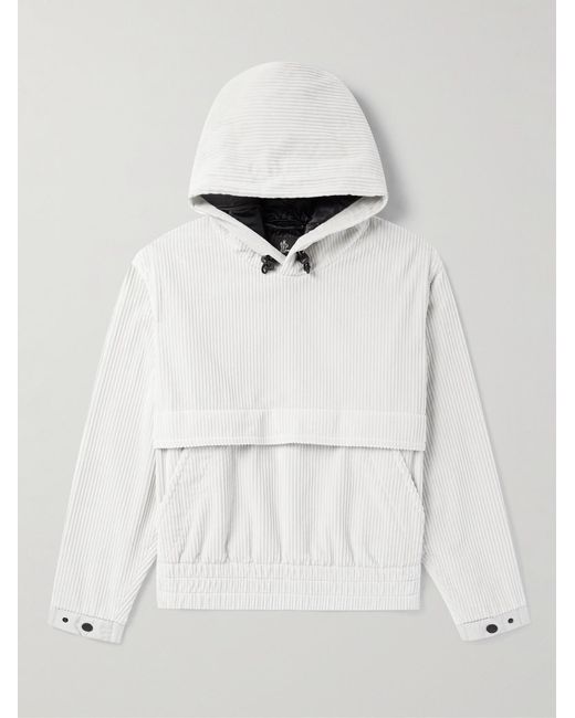 Moncler Natural Logo-Appliquéd Cotton-Blend Corduroy Hoodie for men