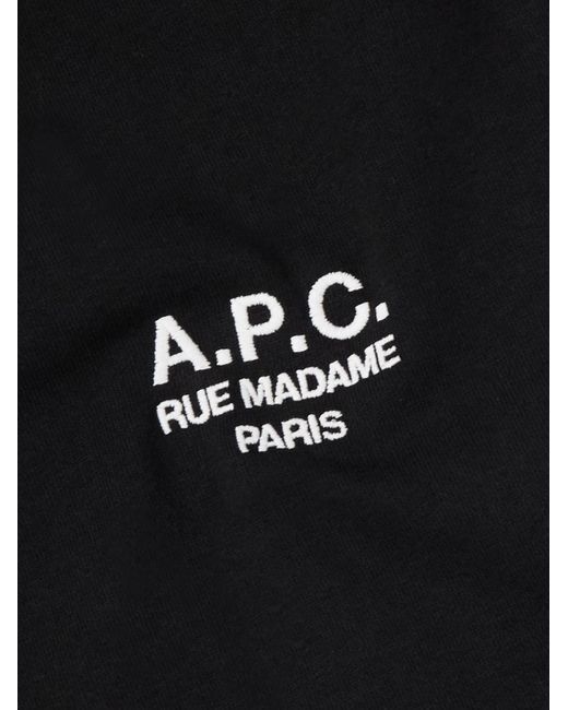 A.P.C. Black Logo-Embroidered Cotton-Jersey T-Shirt for men