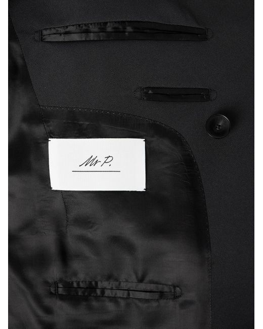 Mr P. Black Double-Breasted Slim-Fit Satin-Trimmed Virgin Wool-Twill Tuxedo Jacket for men