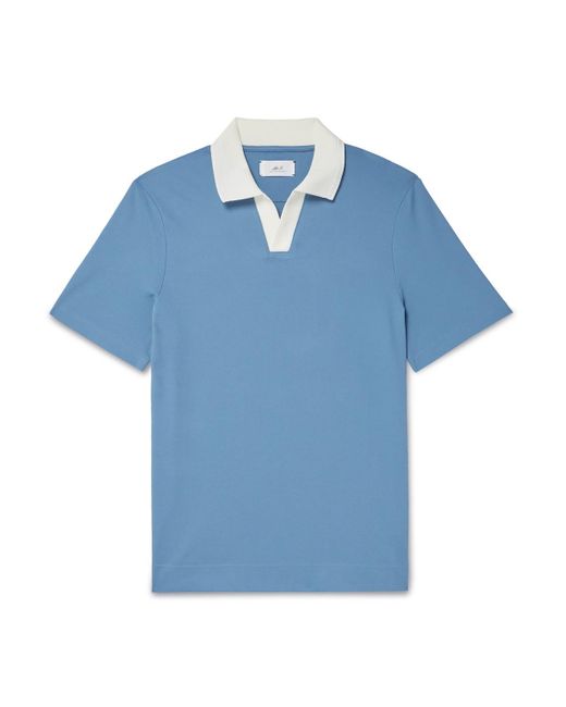 Mr P. Blue Jonny Two-Tone Piqué Golf Polo Shirt for men