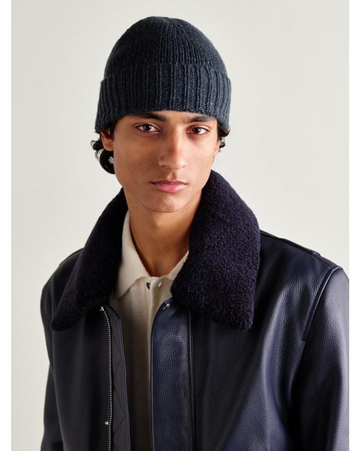 Johnstons Beanie aus Donegal-Garn aus Kaschmir in Blue für Herren