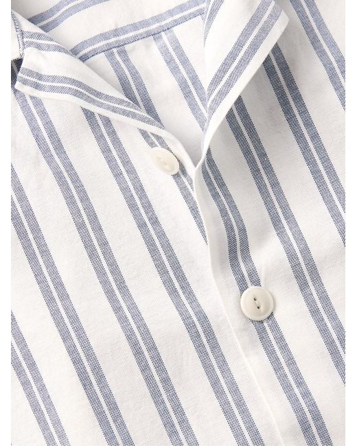 Slowear Blue Glanshirt Camp-Collar Striped Cotton Oxford Shirt for men