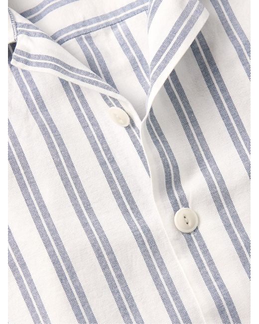 Camicia in cotone Oxford a righe con colletto aperto di Incotex in Blue da Uomo