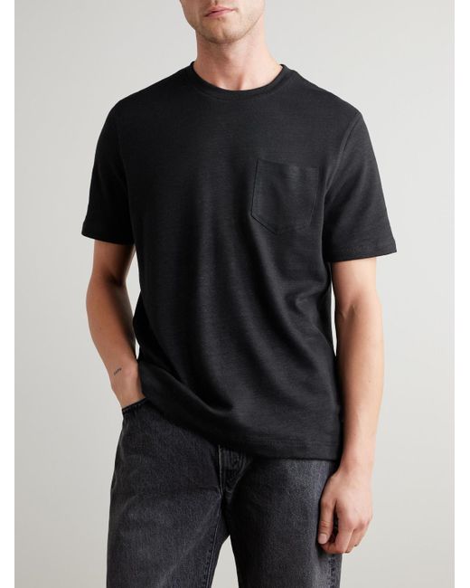 Mr P. Black Linen And Organic Cotton-Blend T-Shirt for men
