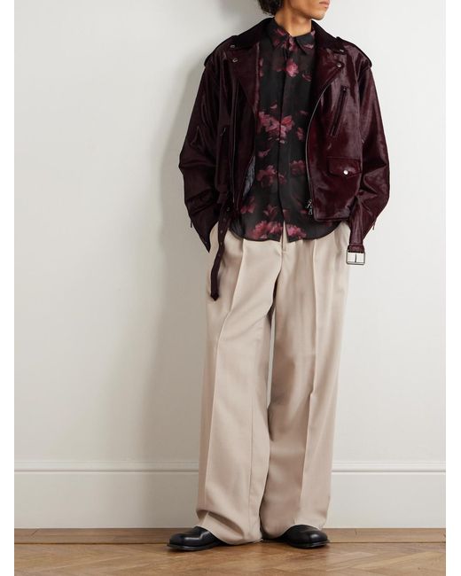 Dries Van Noten Black Floral-Print Crepe Shirt for men