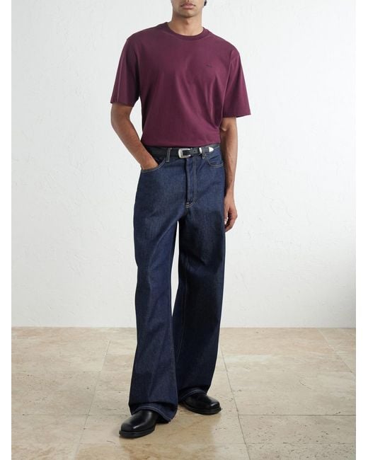 NN07 Purple Adam 3209 Logo-Embroidered Pima Cotton-Jersey T-Shirt for men