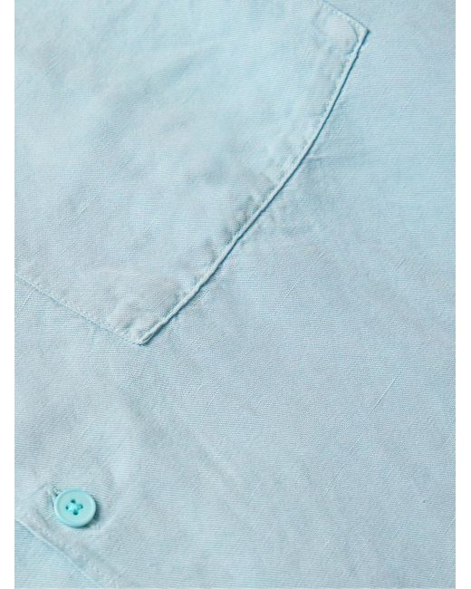 NN07 Julio 5028 Hemd aus einer Leinen-TM-Lyocell-Mischung mit wandelbarem Kragen in Blue für Herren