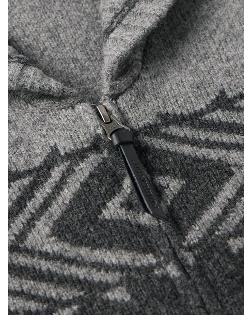 Pendleton Gray Scenic Peak Shawl-collar Wool-jacquard Zip-up Cardigan for men