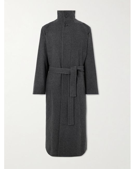 Lemaire Gray Belted Wool And Cashmere-blend Coat for men