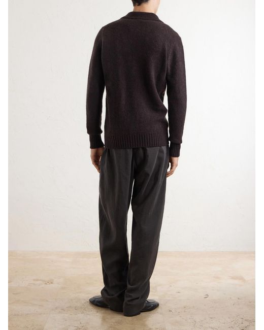 Piacenza 1733 Black Cashmere And Silk-Blend Polo Sweater for men