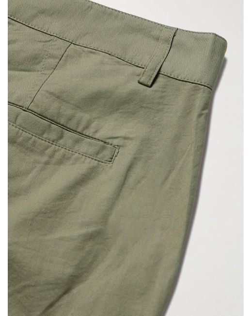 Shorts a gamba larga in twill di cotone tinti in capo con pinces di Folk in Green da Uomo