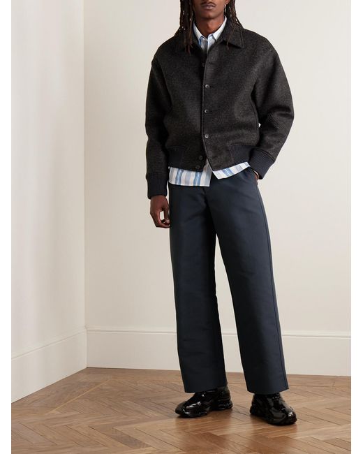 Jacquemus Blue Piccinni Wide-Leg Cotton-Blend Trousers for men