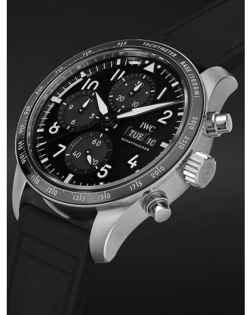 Iwc Black Pilot's Watch Automatic Chronograph Amg 42.5Mm Titanium And Rubber Watch, Ref. No. Iw388305 for men