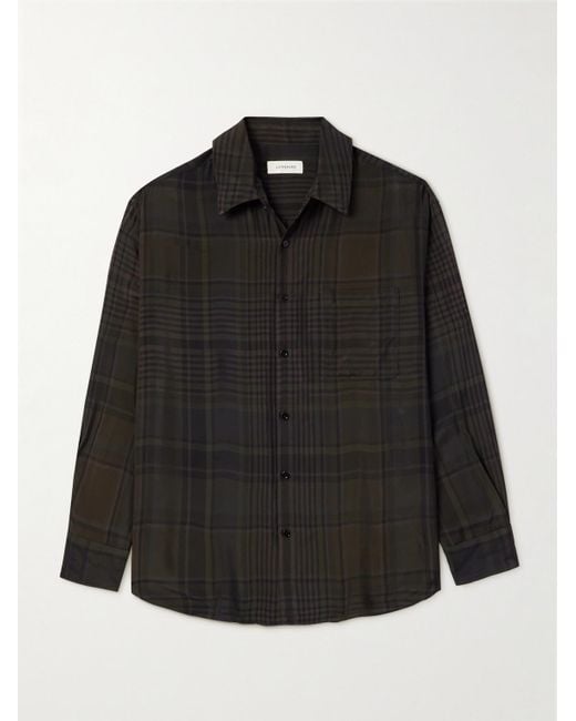 Lemaire Black Checked Twill Shirt for men