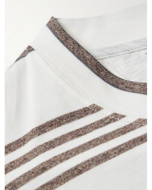 Brunello Cucinelli T-Shirt aus gestreiftem Baumwoll-Jersey in Gray für Herren