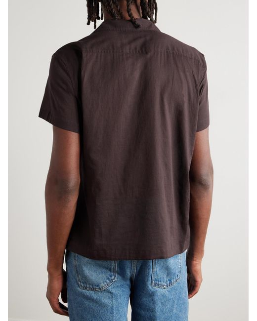 Camp-Collar Cotton-Voile Shirt di Bode in Brown da Uomo