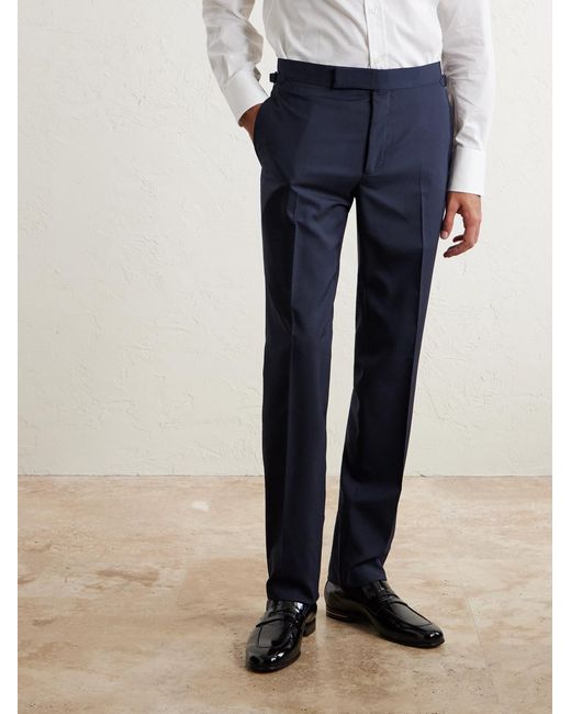 Tom Ford Blue Straight-Leg Super 120S Wool Suit Trousers for men