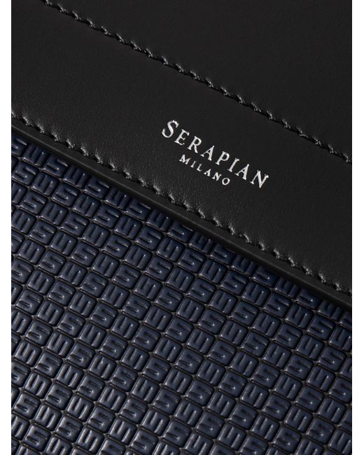 Serapian Umhängetasche aus beschichtetem "Stepan"-Canvas mit Logoprägung und Lederbesatz in Black für Herren