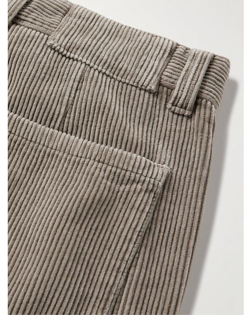 mfpen Gray Straight-Leg Cotton-Corduroy Trousers for men