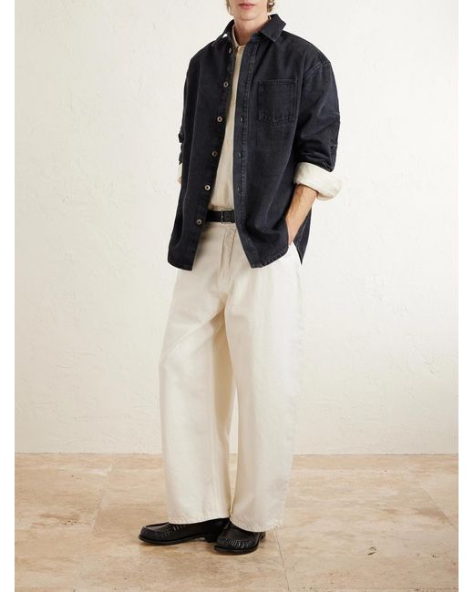 Loewe Blue Anagram Logo-embroidered Denim Overshirt for men