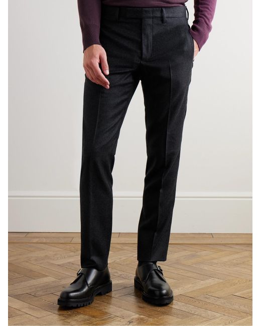 Mr P. Black Philip Slim-Fit Straight-Leg Wool-Flannel Suit Trousers for men