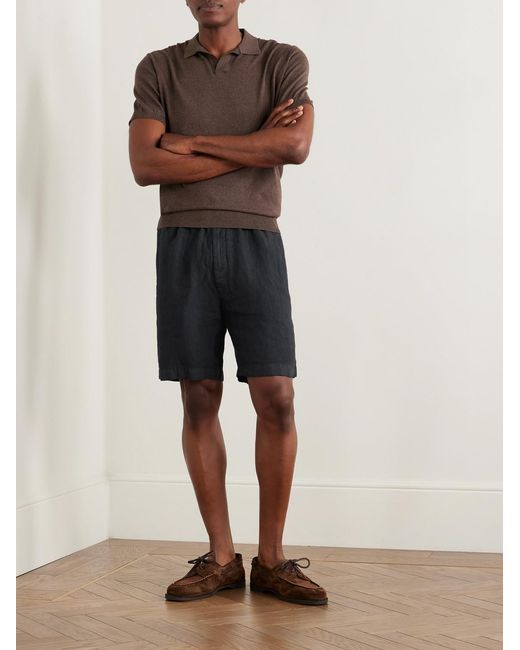 Boglioli Black Straight-Leg Linen Shorts for men