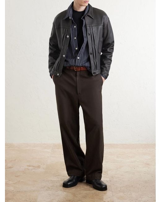 A.PRESSE Black Leather Jacket for men
