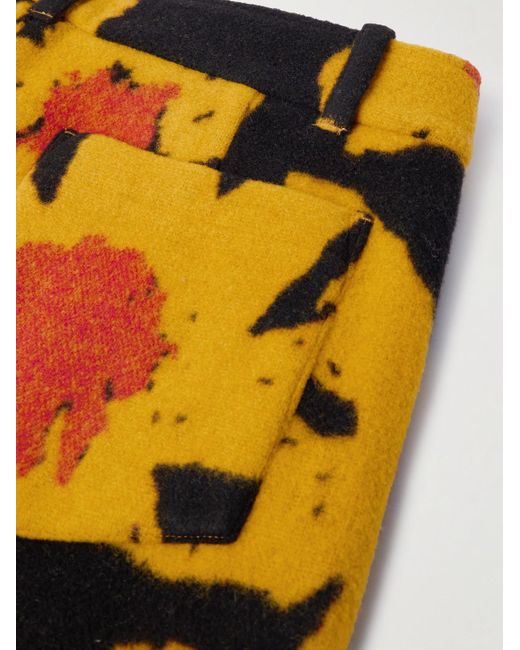 Shorts a gamba dritta in misto lana e cashmere floreale Senna di The Elder Statesman in Yellow da Uomo