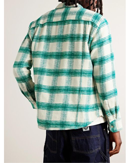 Corridor NYC Green Checked Cotton-flannel Shirt for men