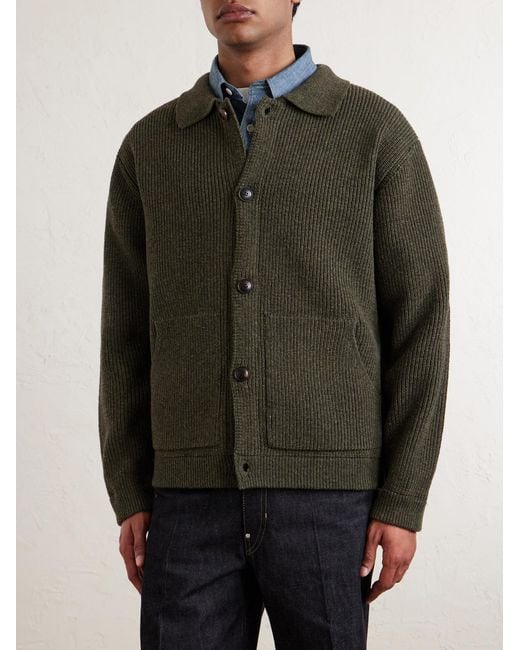FRIZMWORKS Green Wool-Blend Cardigan for men