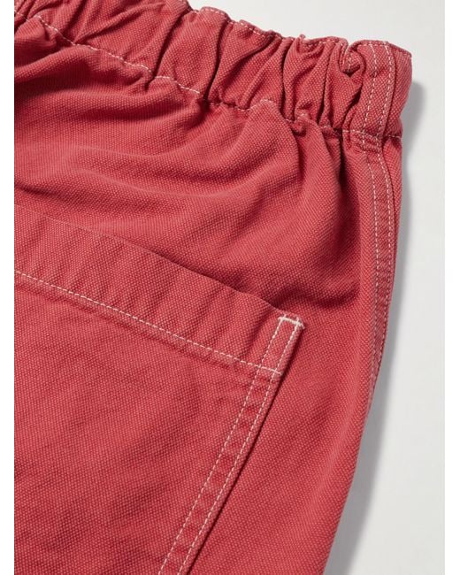 Kapital Red Easy Straight-Leg Cotton-Twill Drawstring Shorts for men