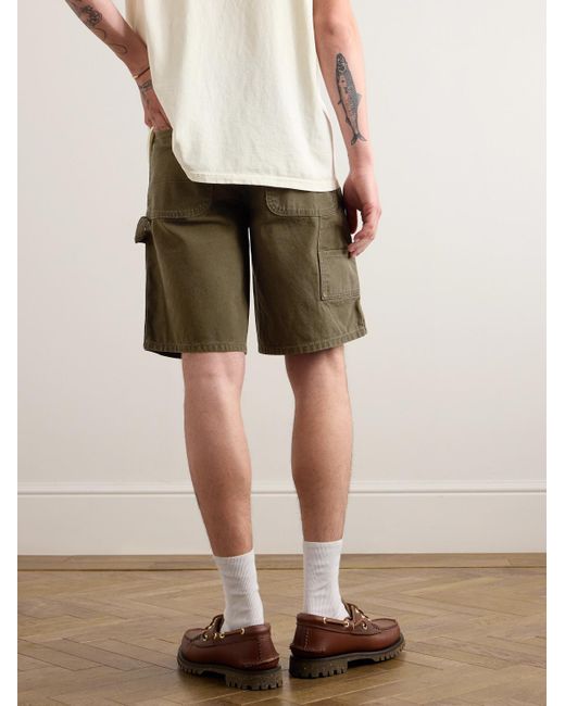 One Of These Days Green Painter Straight-leg Logo-appliquéd Cotton-canvas Shorts for men