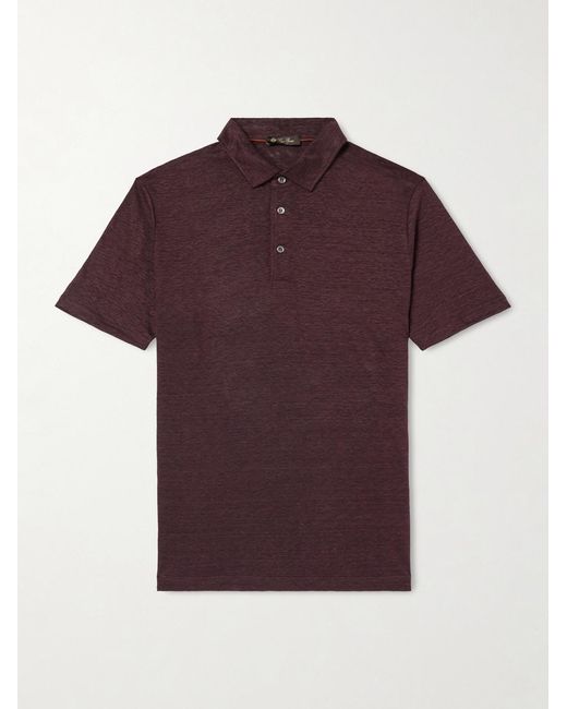 Loro Piana Red Linen Polo Shirt for men